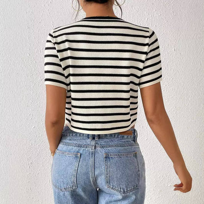 Women's Striped Tie Front Knit Cardigan