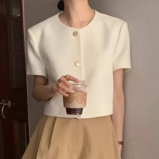 Women's Short Sleeve Cotton Cropped Jacket