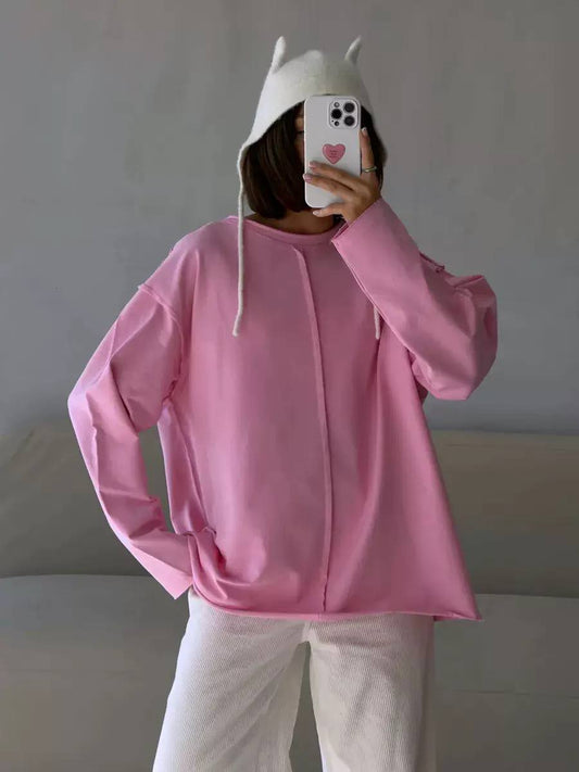 Women's Oversized Raw Edge Sweatshirt