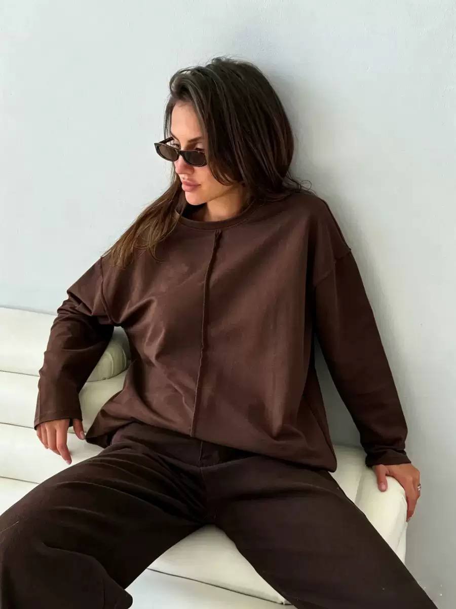 Women's Oversized Raw Edge Sweatshirt