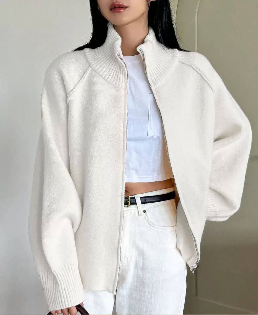 Women's Zip-Up High Neck Knit Cardigan