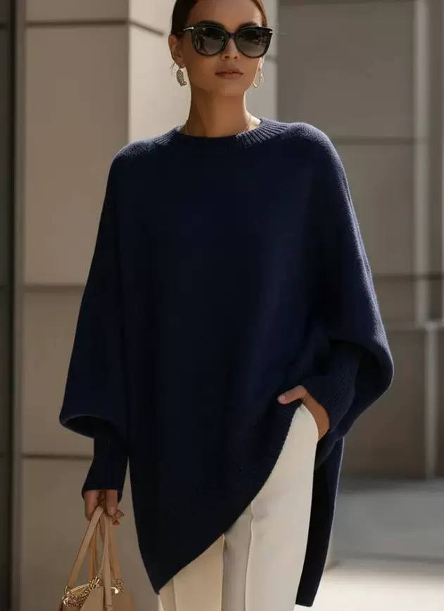 Women's Oversized Batwing Knit Poncho