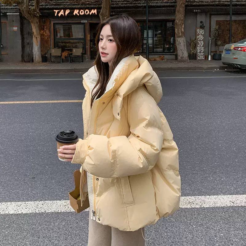 Puffer Jacket – Quilted Design, Snap Button Front, Oversized Hood & Relaxed Fit