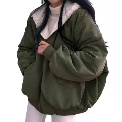 Women's Oversized Plush-Lined Zip-Front Bomber Jacket product image
