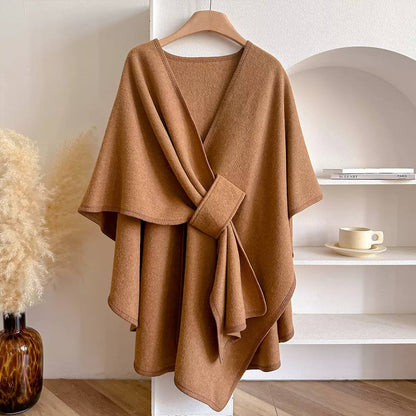 Women's Belted Asymmetric Draped Cape Cardigan product image