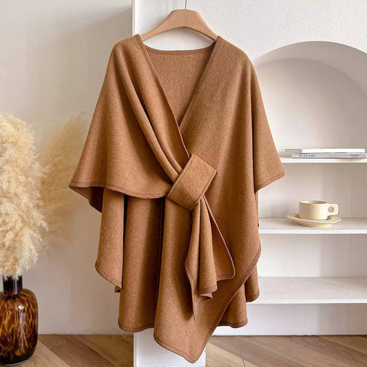 Women's Belted Asymmetric Draped Cape Cardigan product image