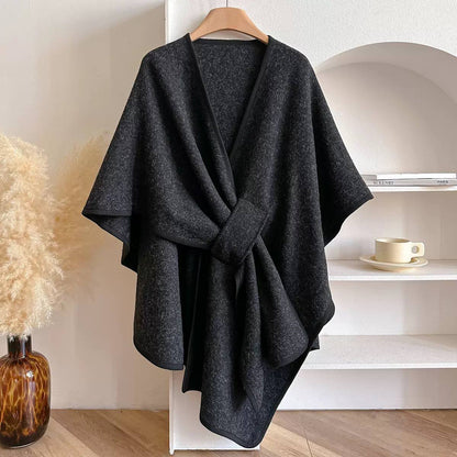 Women's Belted Asymmetric Draped Cape Cardigan product image