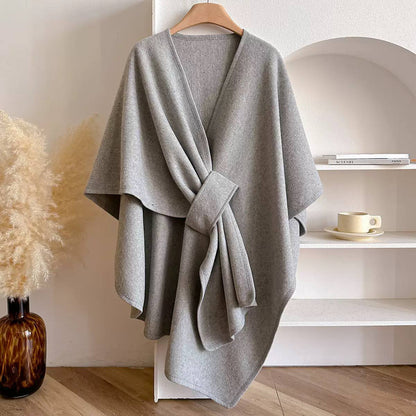 Women's Belted Asymmetric Draped Cape Cardigan product image