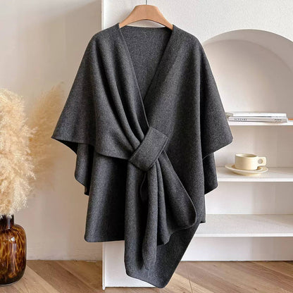Women's Belted Asymmetric Draped Cape Cardigan product image