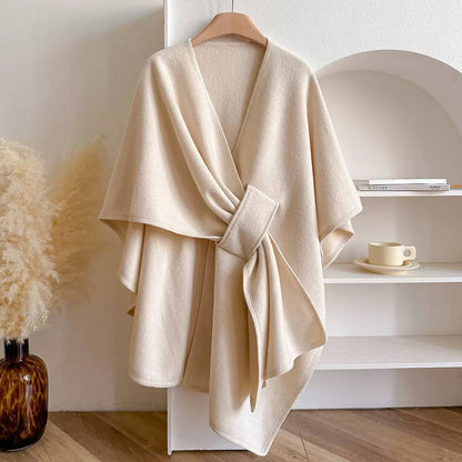 Women's Belted Asymmetric Draped Cape Cardigan product image